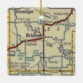 Bristow Oklahoma Retro Map Keramisch Ornament (Achterkant)