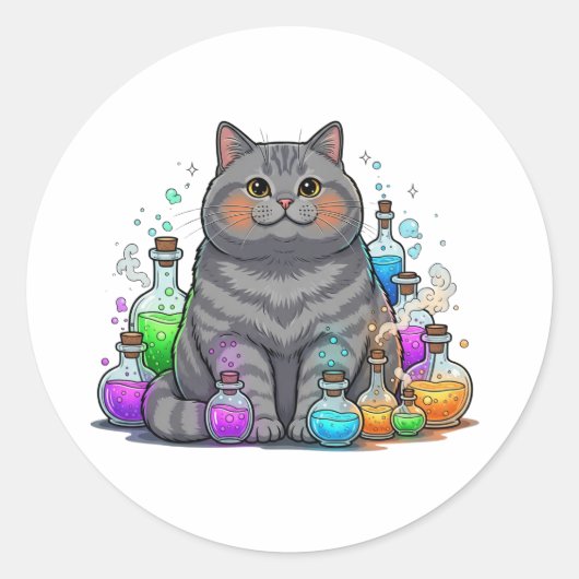 Brit - Britse Korthaar kat Halloween Ronde Sticker (Voorkant)