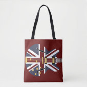 Brit Pop Union Jack Guitar Tote Bag (Voorkant)