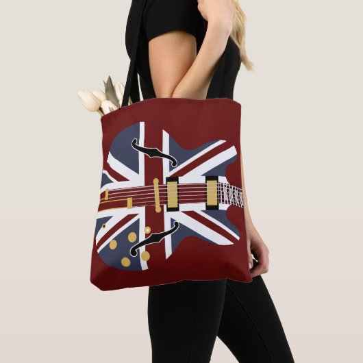 Brit Pop Union Jack Guitar Tote Bag (Dichtbij)