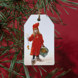 Brita als Iduna Carl Larsson Vintage Art Christmas Cadeaulabel