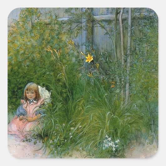 Brita in the Flower Bed c1897 Vierkante Sticker (Voorkant)
