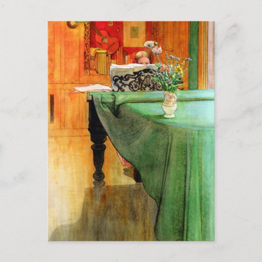 Brita op de Piano door Carl Larsson,  kunst Briefkaart (Voorkant)
