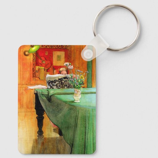 Brita op de Piano door Carl Larsson,  kunst Sleutelhanger (Achterkant)