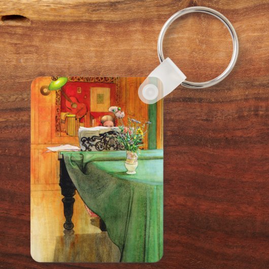 Brita op de Piano door Carl Larsson,  kunst Sleutelhanger (Achterkant)
