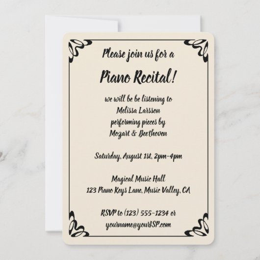 Brita van Carl Larsson op de Piano, Music Overwegi Kaart (Achterkant)