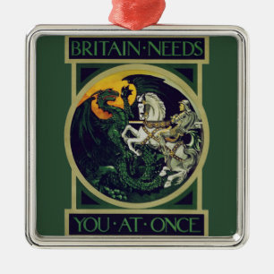 Britain heeft je nu nodig – St. George Vintage Kun Metalen Ornament