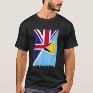 Britain Saint Lucia Vlag Half Brits Half Saint L T-shirt