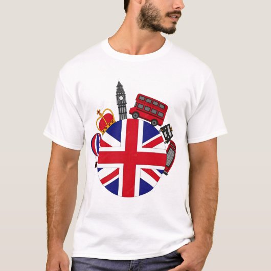 Britain Uk London Flag Red Telephone Booth T-shirt (Voorkant)