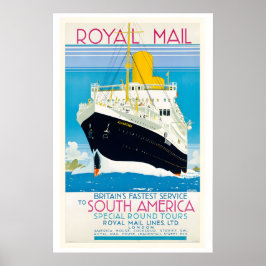 Britains Snelste Dienst naar Zuid-Amerika Vintage Poster