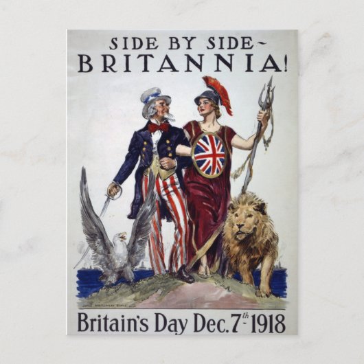 Britannia! Naast elkaar WWI Art Briefkaart (Voorkant)