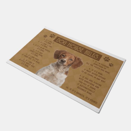 Britany Spaniel Dog House Rules, als het gebroken, Deurmat (Schuin)