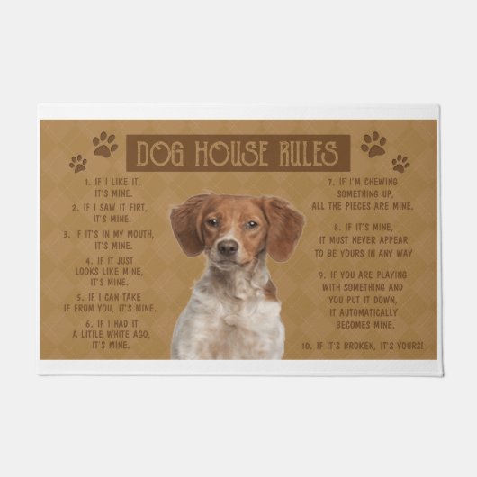 Britany Spaniel Dog House Rules, als het gebroken, Deurmat (Voorkant)