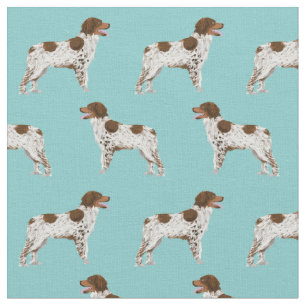 Britany spaniel dog light blue stof