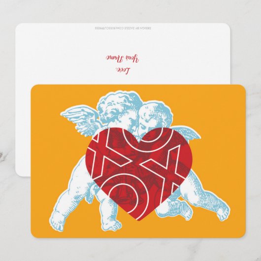 Brite Cupid XOXO Valentijn Kaart. Aankondiging (Voorkant / Achterkant)