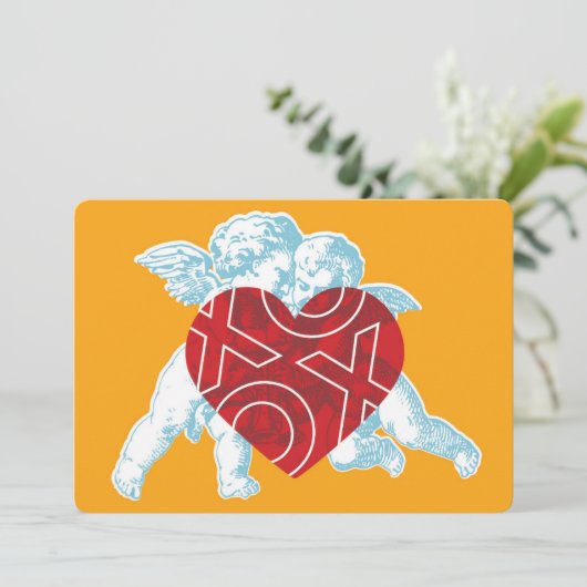 Brite Cupid XOXO Valentijn Kaart. Aankondiging (Staand voorkant)