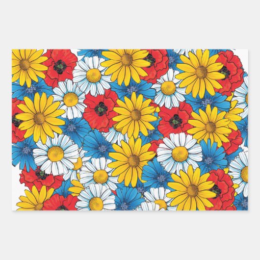Brite Floral Wrapping Paper Flat Sheet Set 3 (Voorkant 2)