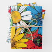 Brite Floral Wrapping Paper Flat Sheet Set 3 (In situ)