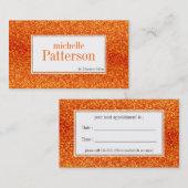 Brite Oranje Glitter Afspraak Visitekaartjes Afsprakenkaartje (Voorkant / Achterkant)