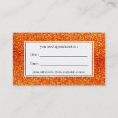 Brite Oranje Glitter Afspraak Visitekaartjes Afsprakenkaartje (Achterkant)