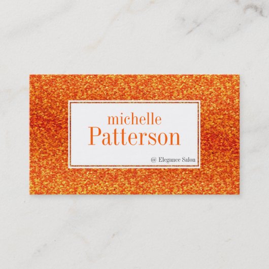 Brite Oranje Glitter Afspraak Visitekaartjes Afsprakenkaartje (Voorkant)