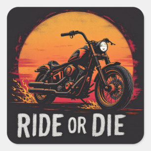 Brite-T Motorfiets Ride or Die 0019613 Vierkante Sticker