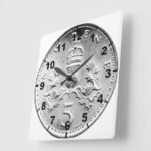 "British 5p Coin"-ontwerpwandklokken Vierkante Klok (Hoek)