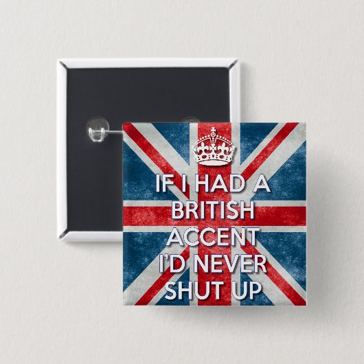British Accent Vierkante Button 5,1 Cm (Voorkant /achterkant)