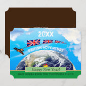 British Adventure, Happy New Year Card, Earth Feestdagenkaart (Voorkant / Achterkant)