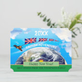 British Adventure, Happy New Year Card, Earth Feestdagenkaart (Staand voorkant)