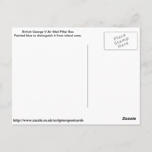 British Air Mail Pillar Box Briefkaart (Achterkant)