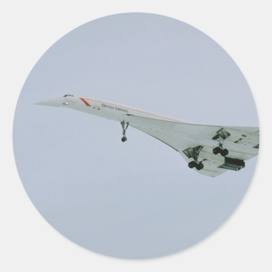 British Airways Concorde on final descent, Ottawa; Ronde Sticker (Voorkant)