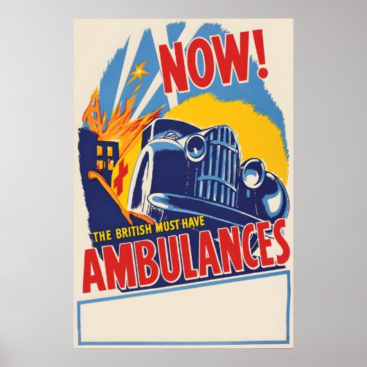 British Ambulance Poster Vintage War Propaganda (Voorkant)