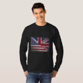 British American Flag Great Britain Union Jack . T-shirt (Voorkant volledig)