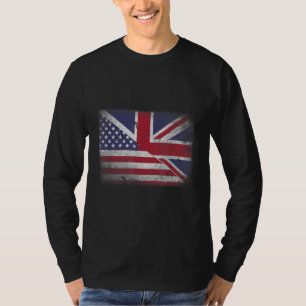 British American Flag Great Britain Union Jack . T-shirt