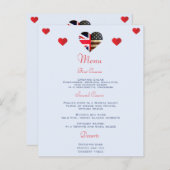 British American Flag Hearts Romantic Wedding Menu (Voorkant / Achterkant)