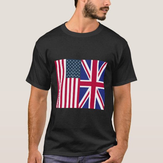British American Flags Union Jack Verenigd Koninkr T-shirt (Voorkant)