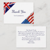 British American Flags Wedding Bedankt Notitiekaartje (Voorkant / Achterkant)