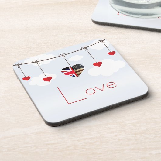 British American Love Hearts royal bruiloft Drankjes Onderzetter (Linkerzijde)