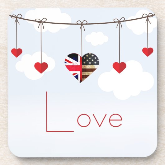 British American Love Hearts royal bruiloft Drankjes Onderzetter (Voorkant)