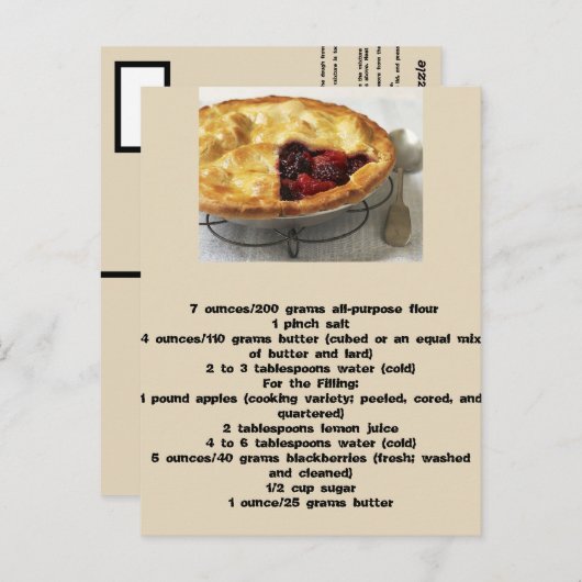 British Apple en Blackberry Pie Recipe Briefkaart (Voorkant / Achterkant)
