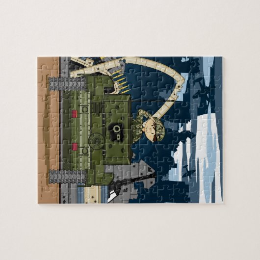 British Army Soldier en Tank Scene Jigzaag Puzzle Legpuzzel (Horizontaal)
