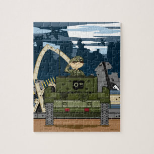British Army Soldier en Tank Scene Jigzaag Puzzle Legpuzzel