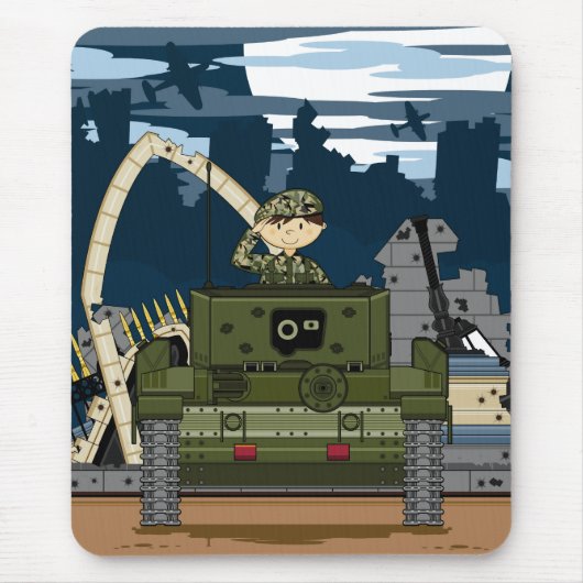 British Army Soldier en Tank Scene Mousepad Muismat (Voorkant)