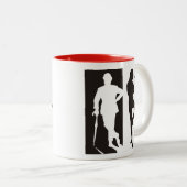 British Avengers black and white silhouette Tweekleurige Koffiemok (Voorkant rechts)