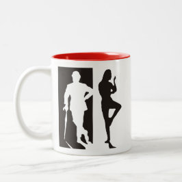 British Avengers black and white silhouette Tweekleurige Koffiemok