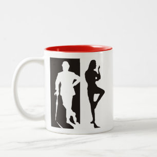 British Avengers black and white silhouette Tweekleurige Koffiemok