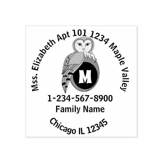 British Barn Owl Home Contactgegevens Rubberstempel (Afrduk)