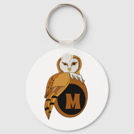 British Barn Owl Moeder Nesting on a Monogram Egg Sleutelhanger