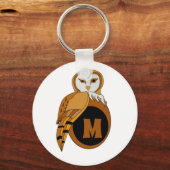 British Barn Owl Moeder Nesting on a Monogram Egg Sleutelhanger (Voorkant)